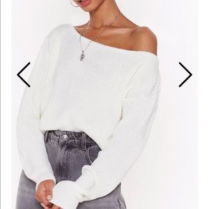 Nasty Gal White Off Shoulder Sweater